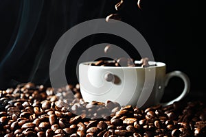 Cup with coffee beans