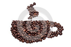 Cup of coffee beans.