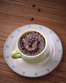 Cup of coffee beans