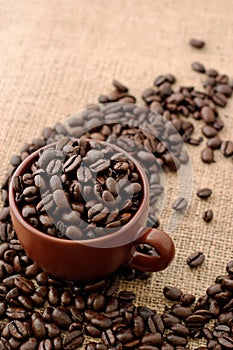 Cup with coffee beans