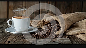 A cup and coffee beans.AI generated image