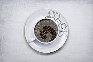 Cup of coffee beans concept