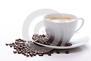 cup of coffee and beans