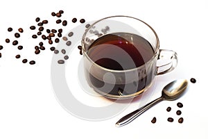 Cup of coffee and beans