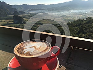 Cup of coffee in Beautiful scenery