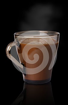 Cup of coffee on a black background