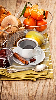 Cup coffee breakfast rustic style