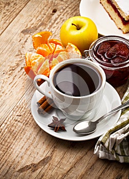 Cup coffee breakfast rustic style