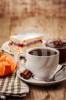 Cup coffee breakfast rustic style