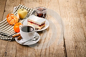 Cup coffee breakfast rustic style