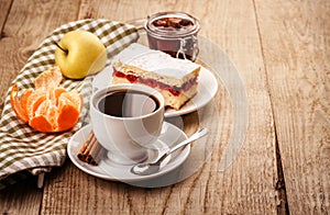 Cup coffee breakfast rustic style