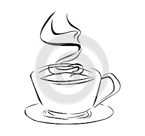 Cup of coffee in brushy style