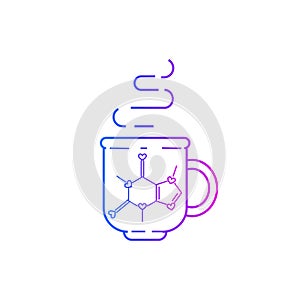 Cup of coffee with caffeine formula