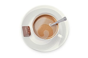 Cup of coffee with chocolate