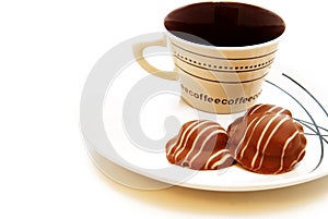 Cup of coffee with chocolate