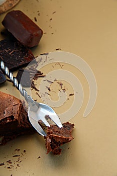 Cup of coffee and chocolate cake