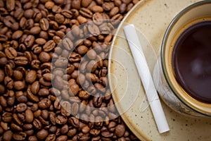 Cup of coffee and cigarette