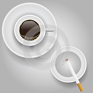 Cup of coffee and cigarette