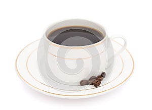 Cup of coffee and coffee bean