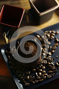 Cup of Coffee and coffee beans