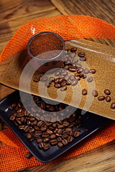 Cup of Coffee and coffee beans