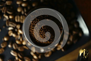 Cup of Coffee and coffee beans