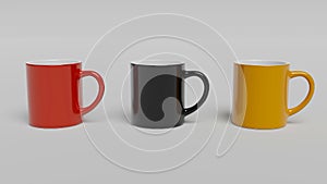 Cup of Coffee, Coffee Mug - Coffee Mug Printing Template. Colorful Red, Black, Yellow