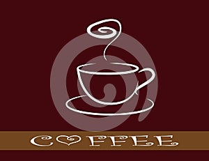 The cup of coffee on dark red background - styli