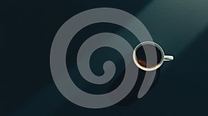 A cup of coffee on a dark surface.