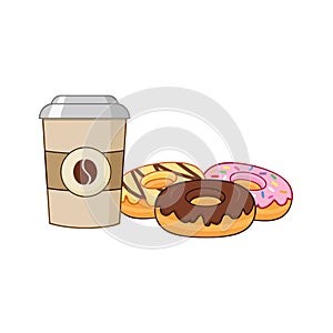 Cup Of Coffee With Donuts Graphic Design.