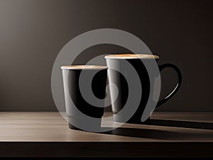 Cup of coffee in empty black background, isolated background, AI Generated