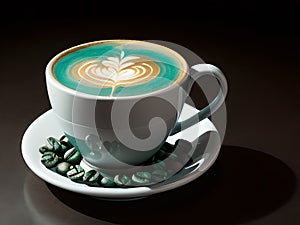 Cup of coffee in empty black background, isolated background, AI Generated