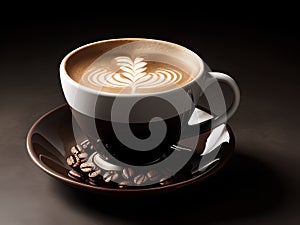 Cup of coffee in empty black background, isolated background, AI Generated