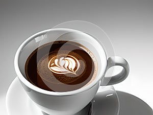 Cup of coffee in empty white background, isolated background, AI Generated