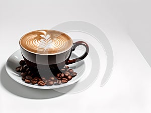 Cup of coffee in empty white background, isolated background, AI Generated