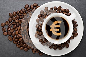 Cup of coffee with euro