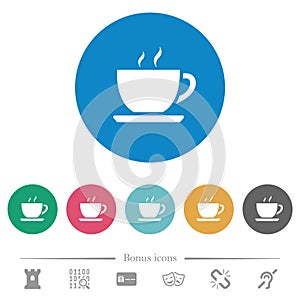 Cup of coffee flat round icons