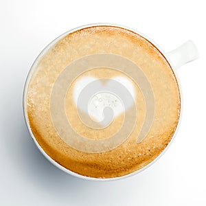 cup of coffee with foam heart 