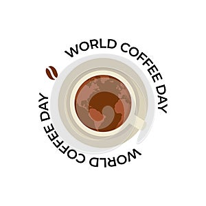 Cup of coffee forming world map