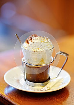 Cup of coffee or hot chocolate with whipped cream