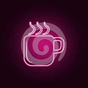 a cup of coffee icon. Elements of Conversation and Friendship in neon style icons. Simple icon for websites, web design, mobile