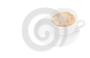 Cup of coffee isolated on white background with copy space