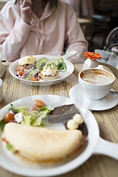 Cup of coffee and late breakfast in Moscow