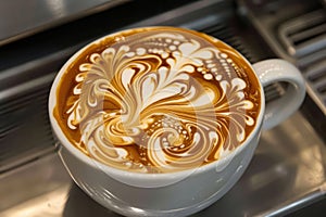 Cup of coffee with latte art