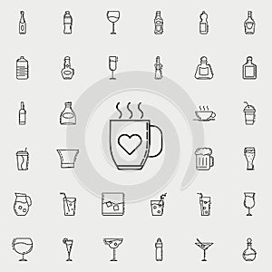 cup of coffee with love dusk icon. Drinks & Beverages icons universal set for web and mobile