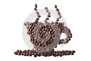 Cup of coffee made of coffee beans