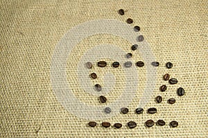 Cup of coffee made from coffee beans