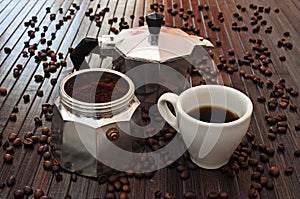 Cup of coffee and moka photo
