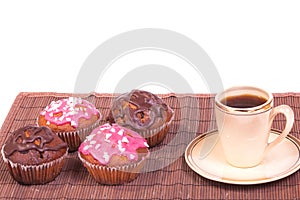 Cup of coffee and muffins
