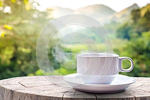 Cup of coffee nature mountain.